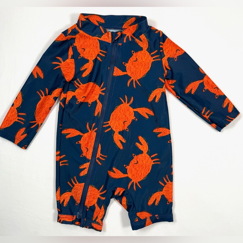CHILD OF MINE BY CARTER’S Baby Boys’ Crab One Piece Zip Up Rash Guard Size 3-6M